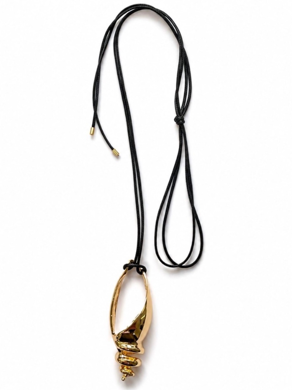 Gold Shell Pendant Adjustable Cord Necklace